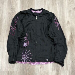Joe Rocket Padded Racing Black Pink Butterfly Motorcycle Jacket Womens Sz Medium